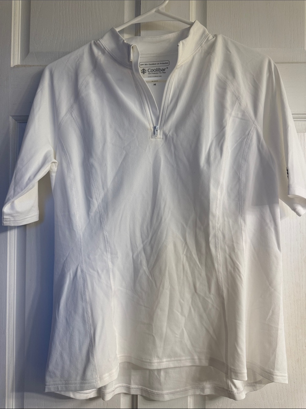 Coolibar White Women’s UPF 50+ Half-Zip Swim Shirt